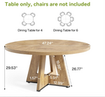 Load image into Gallery viewer, HUR DECOR Round Dining Table for 4-6 People, 47 Inch Circle Kitchen Table with Wooden Pedestal Base, Mid Century Modern Wood Dining Room Table for Living Room, Apartment, Breakfast Nook - Natural Oak