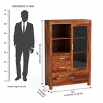 Load image into Gallery viewer, Solid Sheesham Wood File Cabinet with Shelves &amp; Drawers – Natural Finish | Wooden Storage Cabinet for Home &amp; Office