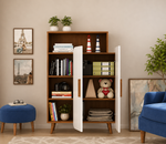 Load image into Gallery viewer, HURDECOR Wooden Bookshelf with Storage Cabinet in Exotic Teak &amp; White Finish | Modern Bookcase for Home &amp; Office