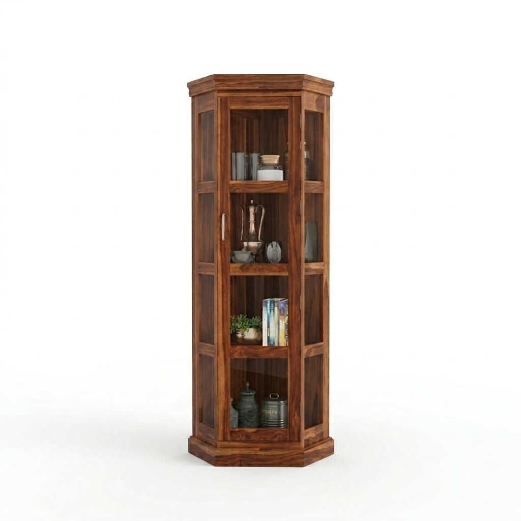 Solid Mango Wood Multipurpose Cabinet — Bookshelf, Kitchen & Living Room Storage, Honey Matte Finish