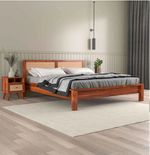 Load image into Gallery viewer, Solid Sheesham Wood Bed with Cane Headboard | Modern Wooden Platform Bed Cot for Bedroom | King/Queen/Single Size