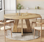 Load image into Gallery viewer, HUR DECOR Round Dining Table for 4-6 People, 47 Inch Circle Kitchen Table with Wooden Pedestal Base, Mid Century Modern Wood Dining Room Table for Living Room, Apartment, Breakfast Nook - Natural Oak