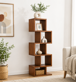 Load image into Gallery viewer, HURDECOR Atlas Solid Sheesham Wood Ladder Bookshelf – Honey Finish | 5-Tier Open Display Shelf